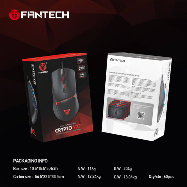 Fantech Mouse Gamer CRYPTO VX7 Black 8000 DPI 6 Botones