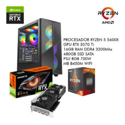 PC Gamer Ryzen 5 5600X WC RTX 3070 Ti 16GB RAM SSD 480GB PSU RGB 700W
