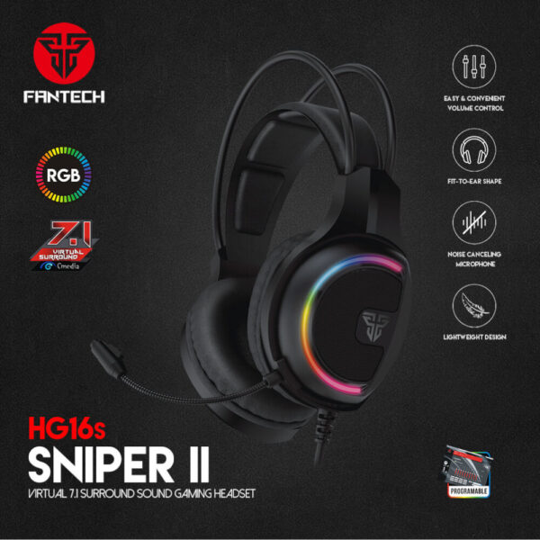 Fantech Audífonos Gamer Headset SNIPER II HG16 7.1 Black Edition