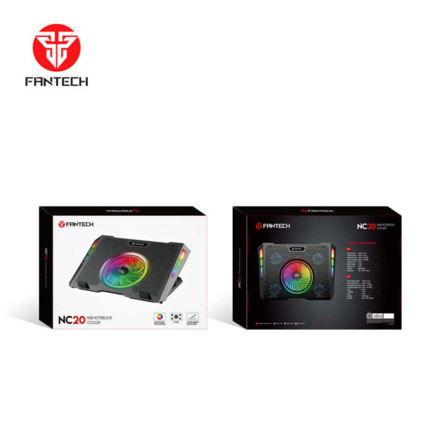 Fantech NC20 Notebook Cooler RGB 17 Pulgadas 5 Ventiladores Black Edition