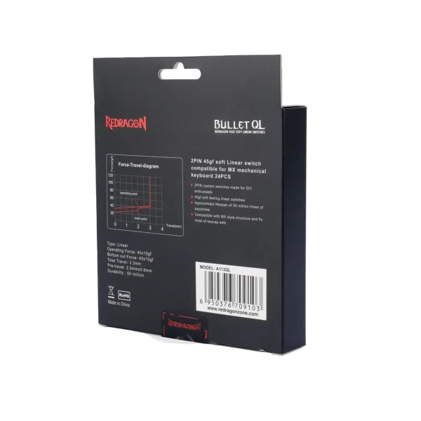 Redragon KIT TECLAS Switches BULLET-QL A113 Soft Linear Mechanical Switch (24 pcs Switches)