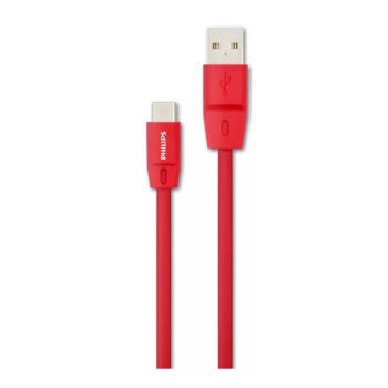 Philips Cable USB C 1.2 Mts Goma Rojo DLC2528C Carga/Transferencia/PS5/PC/Smartphone
