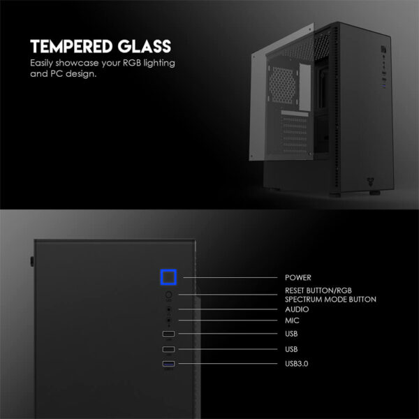 Fantech PC CASE Gabinete CG74 ATX RGB Black Edition Vidrio Templado MID TOWER - Imagen 10