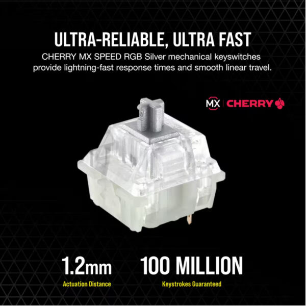 Corsair Teclado Mecánico Gamer K100 RGB AXON HYPER PROCESSING — CHERRY MX Speed — Black