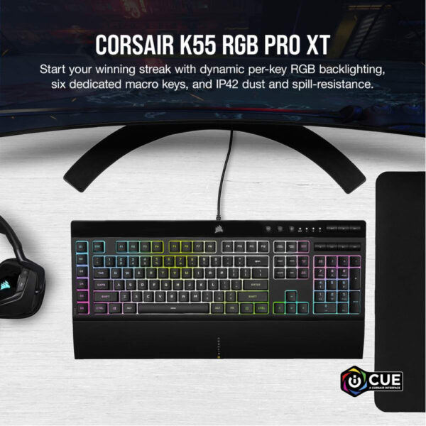 Corsair Teclado Mecánico Gamer K55 RGB PRO XT (ENG)