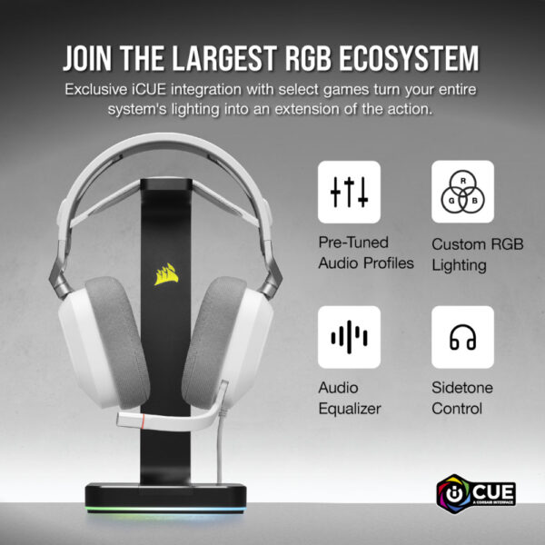 Corsair Audífonos Gamer HEADSET HS80 RGB USB WIRED SURROUND 7.1 WHITE