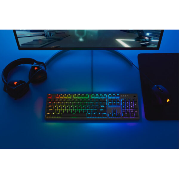 Corsair Teclado Mecánico Gamer K60 RGB PRO Low Profile Mechanical Gaming Keyboard — CHERRY® MX Low Profile Speed (SP)