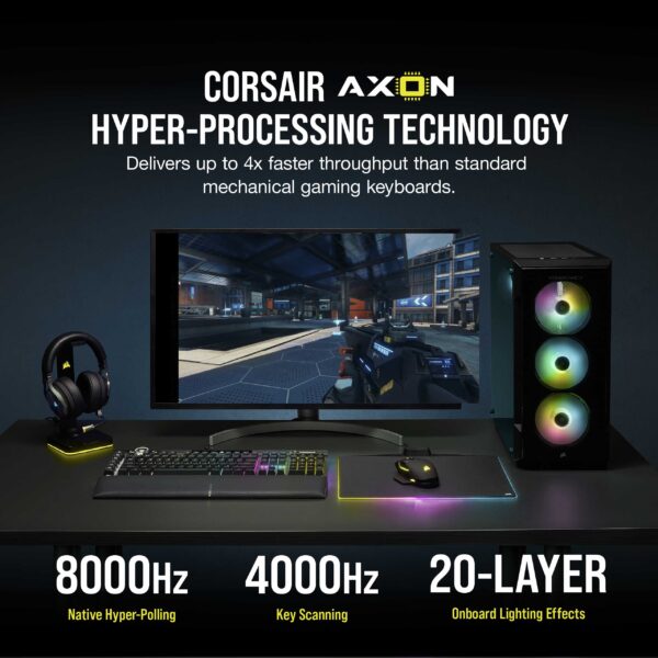 Corsair Teclado Mecánico Óptico Gamer K100 RGB Switch CORSAIR OPX BLACK