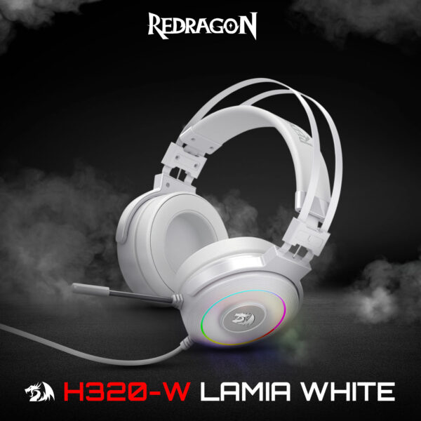 Redragon Audífonos Gamer LAMIA2 WHITE 7.1 USB PC/PS4/XBOX H320W-RGB