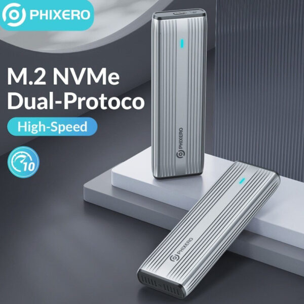 PHIXERO Cofre Carcasa SSD M.2 NVMe SATA Aleación Aluminio Doble Protocolo Adaptador NVMe A USB C 10 - Imagen 5