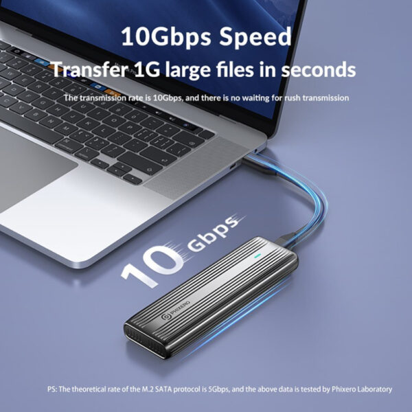 PHIXERO Cofre Carcasa SSD M.2 NVMe SATA Aleación Aluminio Doble Protocolo Adaptador NVMe A USB C 10 - Imagen 4