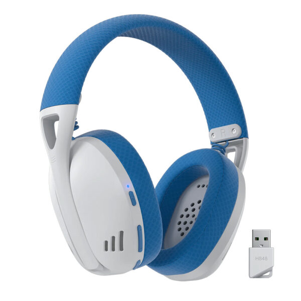 Redragon Audífonos Gamer H848B WHITE-BLUE IRE PRO Bluetooth Wireless 7.1 Surround 40MM Drivers Detachable Microphone PC/PS5/4/3/Switch/Mobile