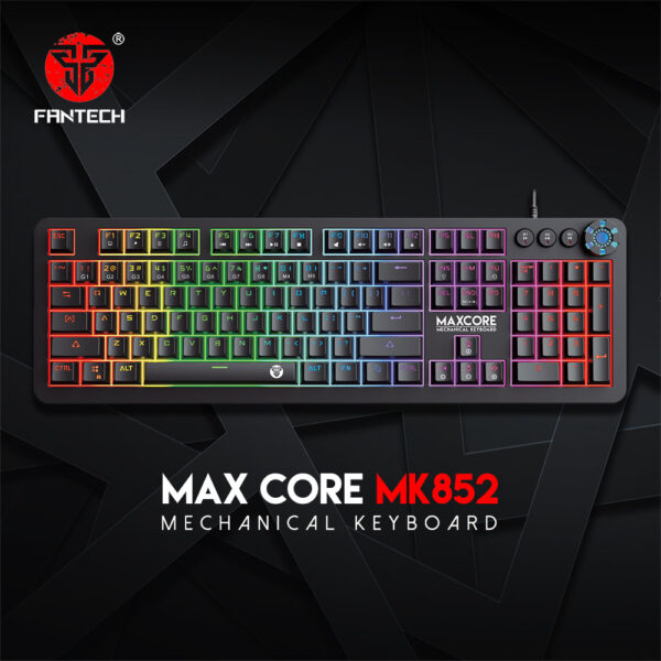 Fantech Teclado Mecánico Gamer MAX CORE MK852 Full Keyboard Black Edition Switch Blue