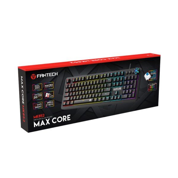 Fantech Teclado Mecánico Gamer MAX CORE MK852 Full Keyboard Black Edition Switch Blue