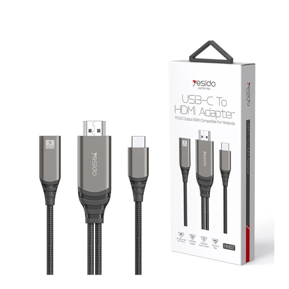 Yesido Cable Adaptador USB-C To-HDMI PD 3.0 Output 60W Compatible