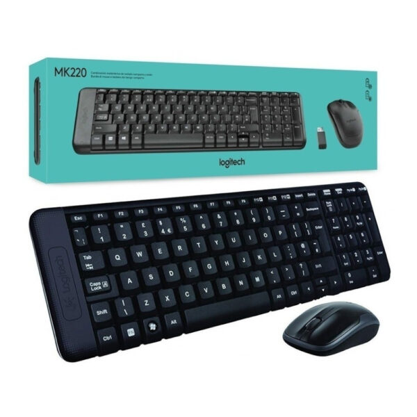 Logitech Combo Teclado y Mouse MK220 Wireless Keyboard and Mouse Combo Black