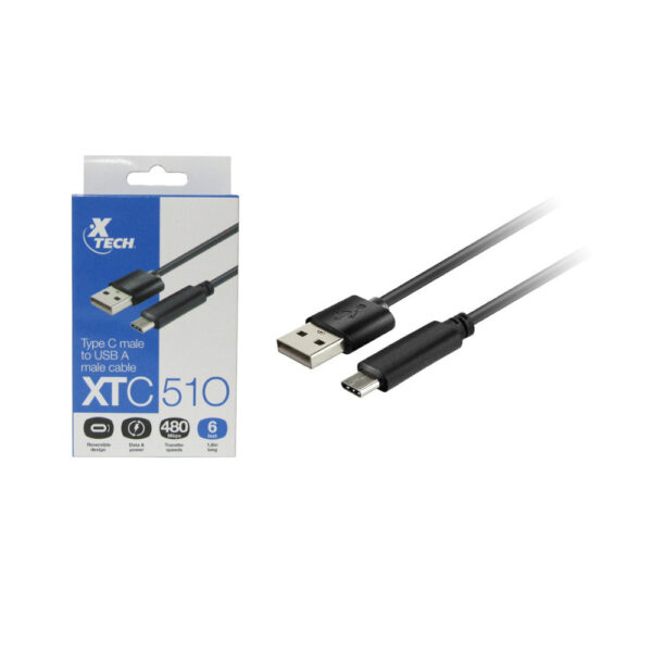 Xtech Cable de carga rápida y datos alta transferencia USB Type C macho a USB 2.0 A macho XTC-510