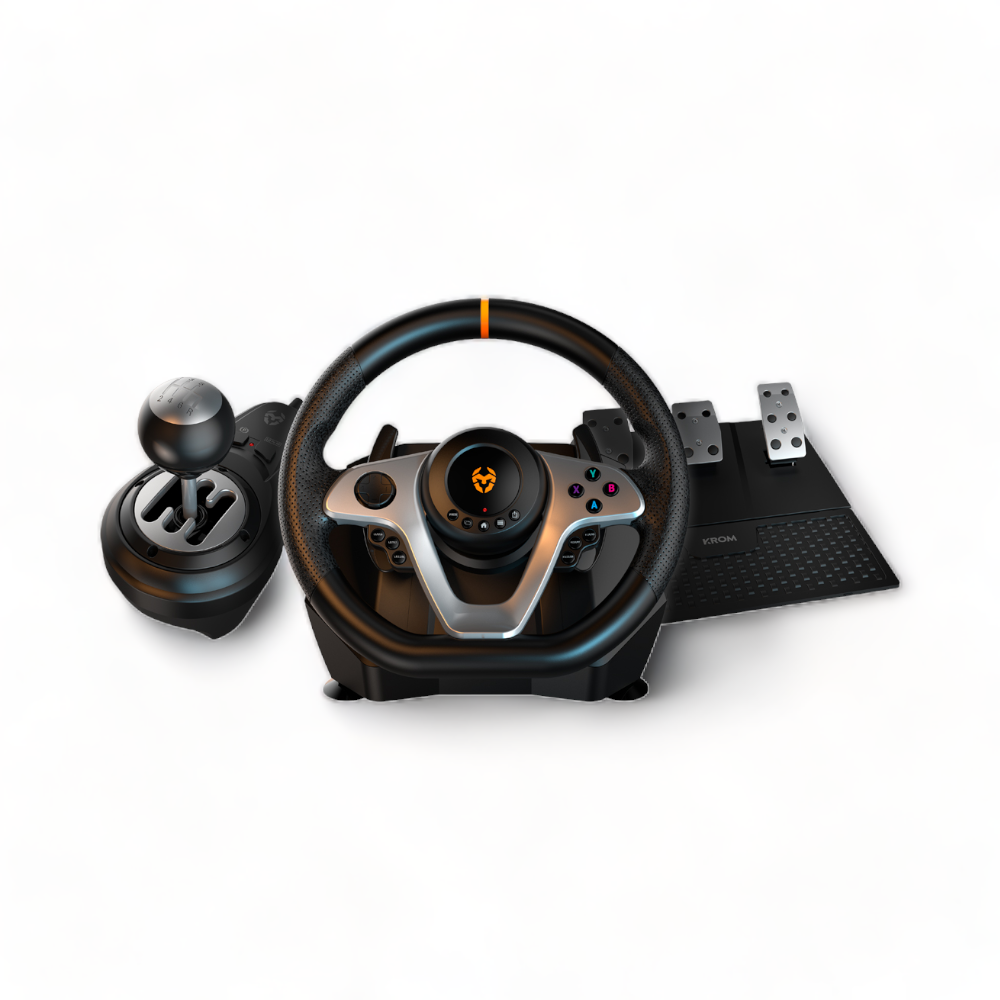 Krom K-Wheel Volante multipiattaforma e kit pedali per PC, PS3/4 e XBOX di  Krom NXKROMKWHL - Cablematic