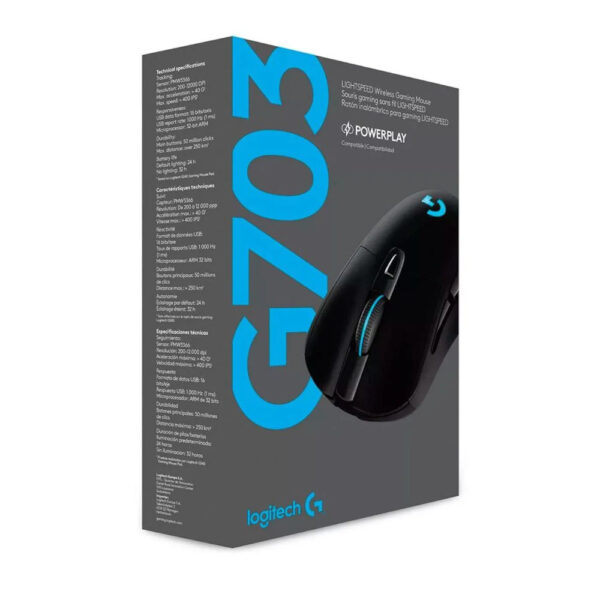 Logitech Mouse Gamer G703 Inalámbrico Wireless LIGHTSPEED HERO 25K Sensor