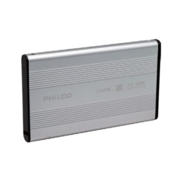 PHILCO HDD Case 2.5 SSD Cofre para Discos Duros y SSD SATA Gris Plateado USB 2.0
