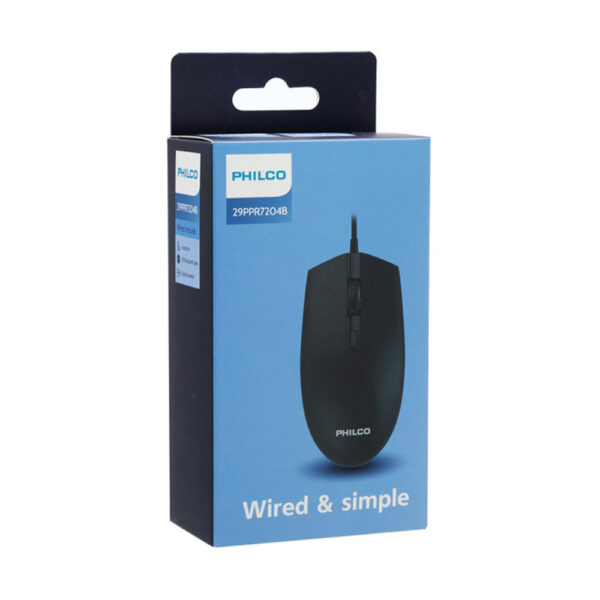 PHILCO Mouse con Cable USB Simple SPK7204 NEGRO