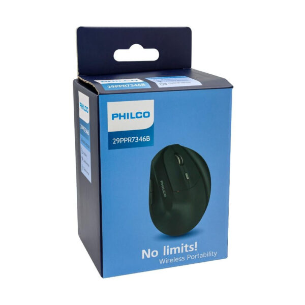 PHILCO Mouse Inalámbrico Ergonómico Vertical 6 Botones Pro SPK7346 NEGRO