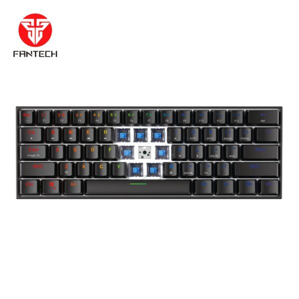 Fantech Teclado Mecánico 60% MAXFIT61 MK857 RGB Black Edition Switch Red Linear Hot Swap