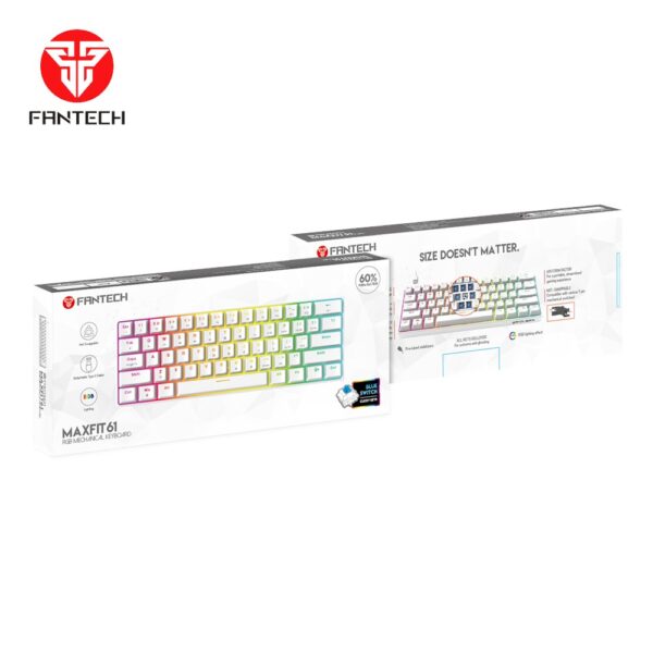Fantech Teclado Mecánico 60% MAXFIT61 MK857 RGB White Edition Switch Red Linear Hot Swap