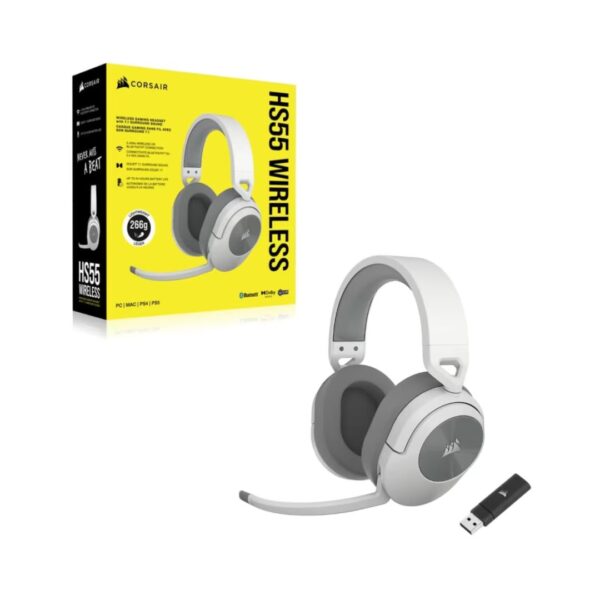 Corsair Audífonos Gamer Headset HS55 WIRELESS Blanco - Imagen 2