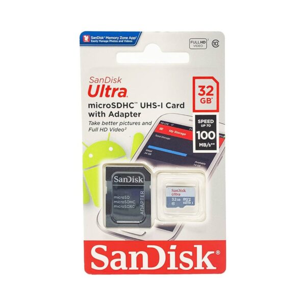 SanDisk Memoria Micro SD ULTRA UHS-I 32GB 100 MBs con adaptador SD