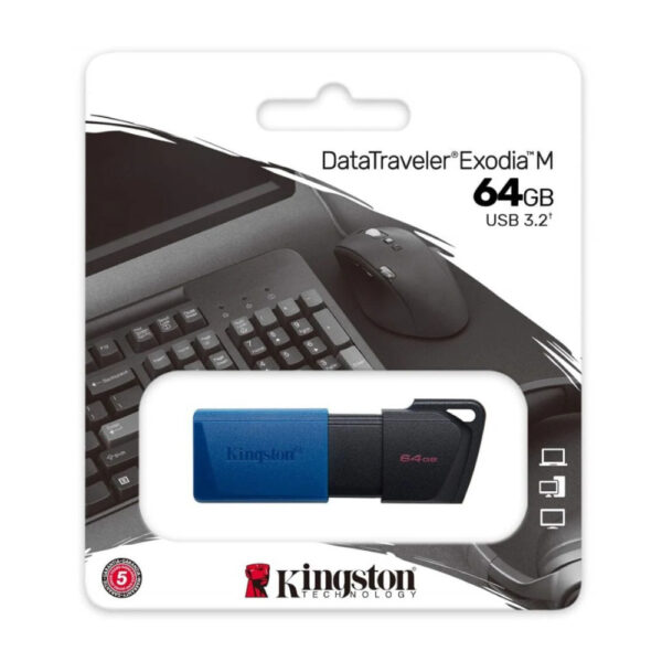 Kingston Pendrive DATATRAVELER EXODIA M KN3-382 64GB PORTABLE USB 3.2 GEN 1 BLACKBLUE/NEGRO - Imagen 2