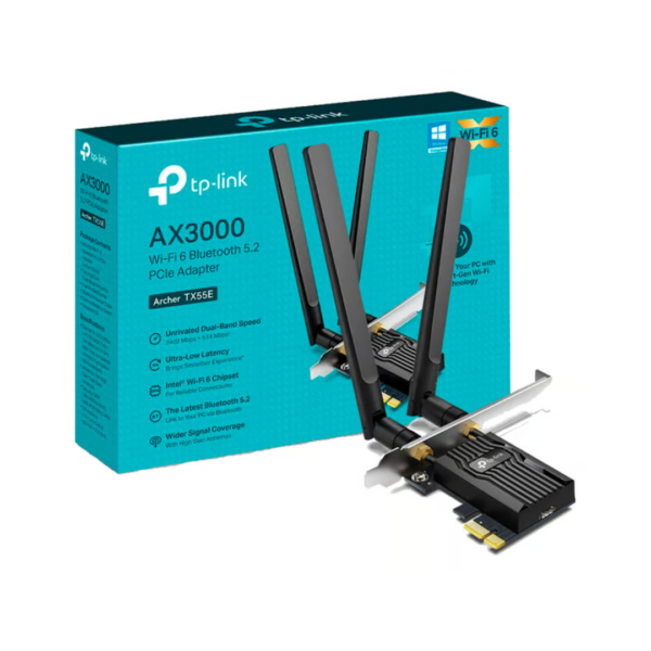 TP-LINK Adaptador PCI-e AX3000 Wi-Fi 6 Bluetooth 5.2 Archer TX55E