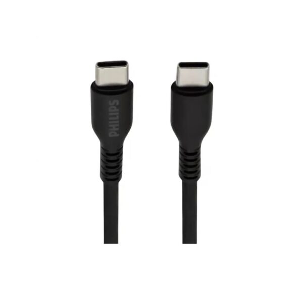 PHILIPS Cable USB 2.0 Carga Rápida y Sincronización USB-C a USB-C 1.2mts PD 5A/60W 480Mbps Negro - Imagen 2