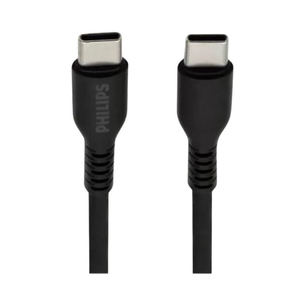 PHILIPS Cable PD 3.0/4.0 Carga Rápida y Sincronización USB-C a USB-C 1mt PD 5A/60W 480Mbps Negro - Imagen 2