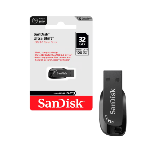 SanDisk Pendrive USB Flash 32GB Ultra Shift USB 3.2 Gen 1 Flash Drive Black - Imagen 2