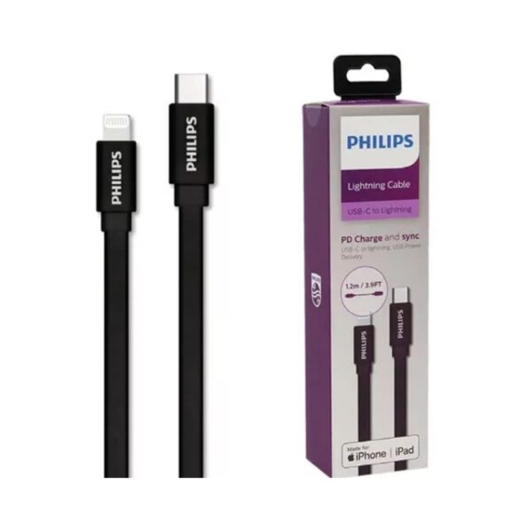 PHILIPS Cable USB A a Lightning Charge And Sync iPhone/iPad/iPod 1.2mts Negro