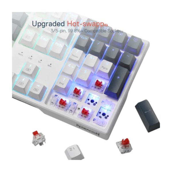 Redragon Teclado Mecánico TRUNDLE 108 Teclas Full Size K668WBO-RGB-RED (ENGLISH LAYOUT) - Imagen 7