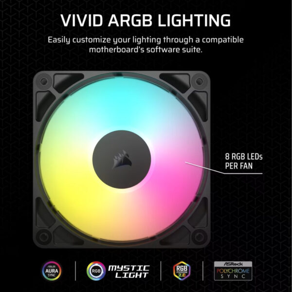 Corsair Kit de Ventiladores RS120 ARGB 120mm PWM 3 unidades - Imagen 3