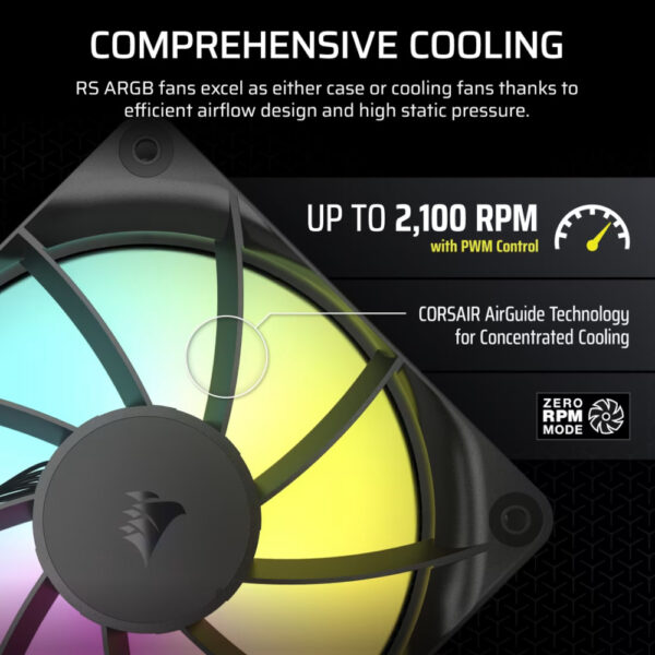 Corsair Kit de Ventiladores RS120 ARGB 120mm PWM 3 unidades - Imagen 5