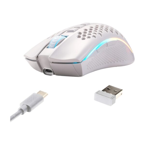 Redragon Mouse Gamer Storm PRO RGB Wireless Y Cable WHITE M808W-KS - Imagen 7
