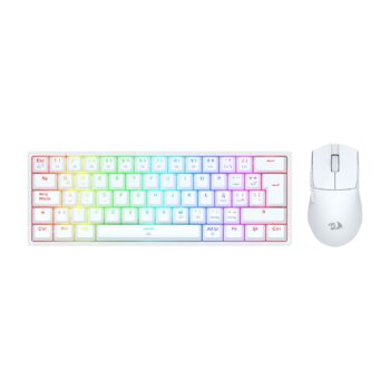 Redragon KIT Combo Gaming Essential Teclado y Mouse con cable USB K617RGB y M724 Blanco S143W