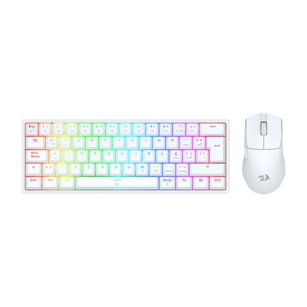 Redragon KIT Combo Gaming Essential Teclado y Mouse con cable USB K617RGB y M724 Blanco S143W