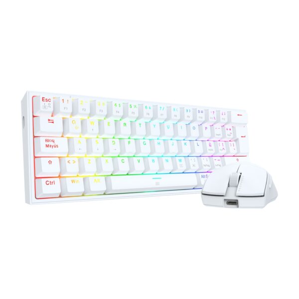 Redragon KIT Combo Gaming Essential Teclado y Mouse con cable USB K617RGB y M724 Blanco S143W - Imagen 2