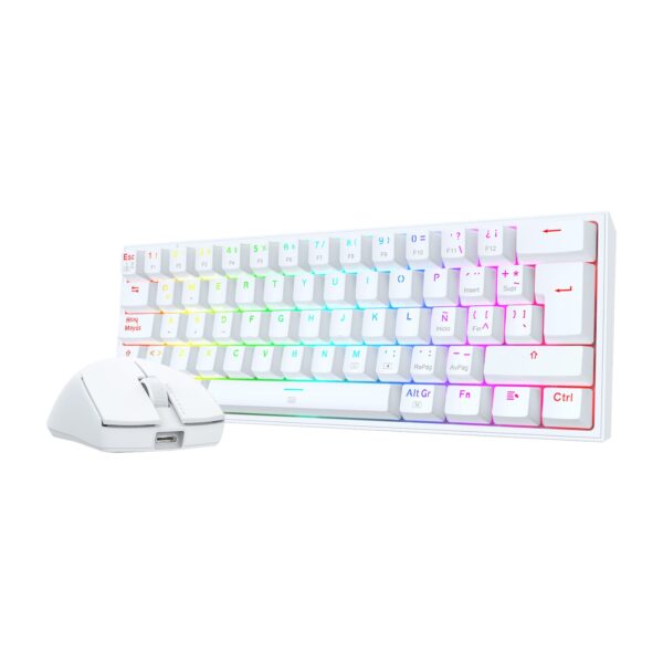 Redragon KIT Combo Gaming Essential Teclado y Mouse con cable USB K617RGB y M724 Blanco S143W - Imagen 8