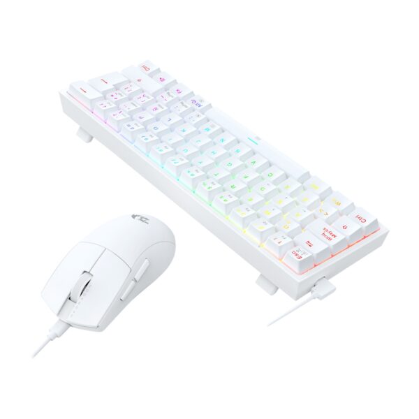 Redragon KIT Combo Gaming Essential Teclado y Mouse con cable USB K617RGB y M724 Blanco S143W - Imagen 5