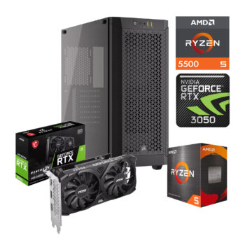 PC GAMER AMD RYZEN 5 5500 NVIDIA GEFORCE RTX 3050 16GB RAM DDR4 3200 500GB M2 SSD 550W W10PRO