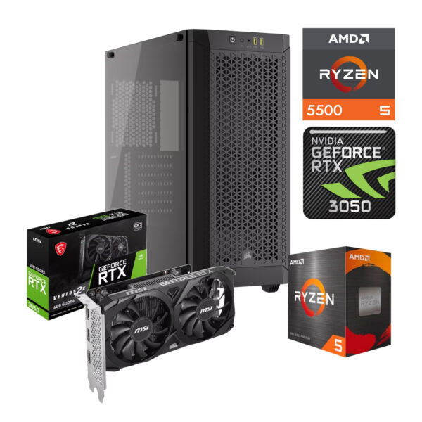 PC GAMER AMD RYZEN 5 5500 NVIDIA GEFORCE RTX 3050 16GB RAM DDR4 3200 500GB M2 SSD 550W W10PRO