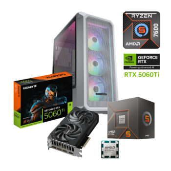 PC GAMER AMD RYZEN 5 7600 RTX 5060 Ti 32GB RAM DDR5 5600 1TB SSD M2 NVME 650W W10 PRO