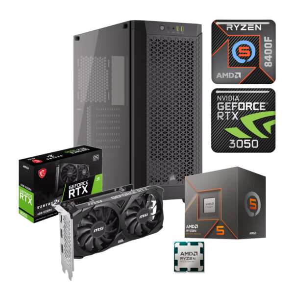 PC GAMER AMD RYZEN 5 8400F NVIDIA GEFORCE RTX 3050 16GB RAM DDR5 5600 500GB M2 SSD 550W W10PRO