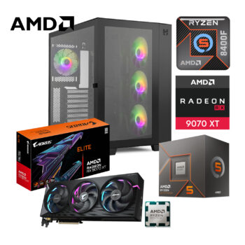 PC GAMER AMD RYZEN 5 8400F AORUS ELITE RX 9070 XT 64GB RAM DDR5 5200 1TB SSD M2 NVME 750W W10 PRO